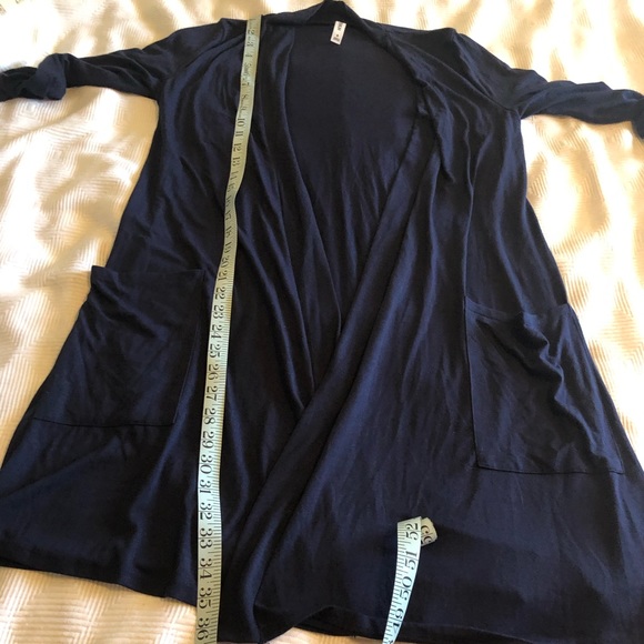 Navy Blue Open Cardigan with Pockets - Picture 6 of 7